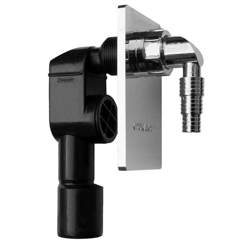 Sifón de pared cromado para lavarropasº